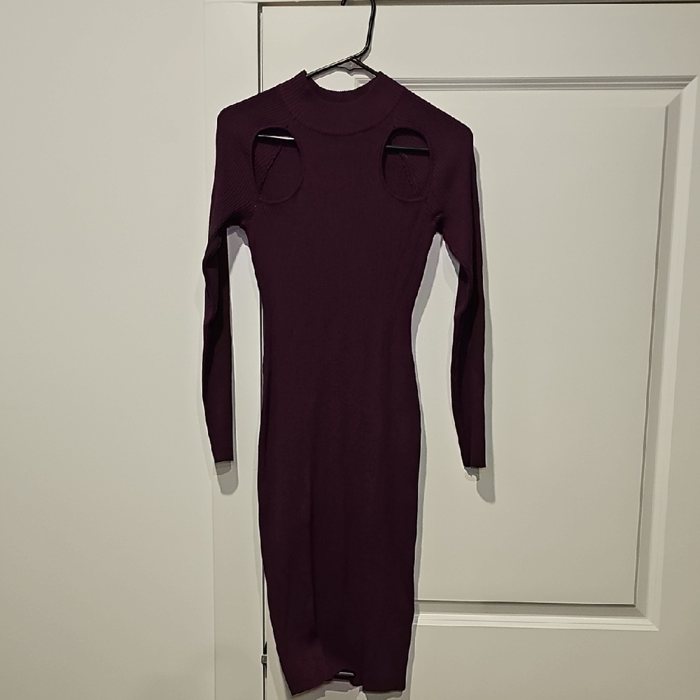 Elegant Purple Cut-Out Dress